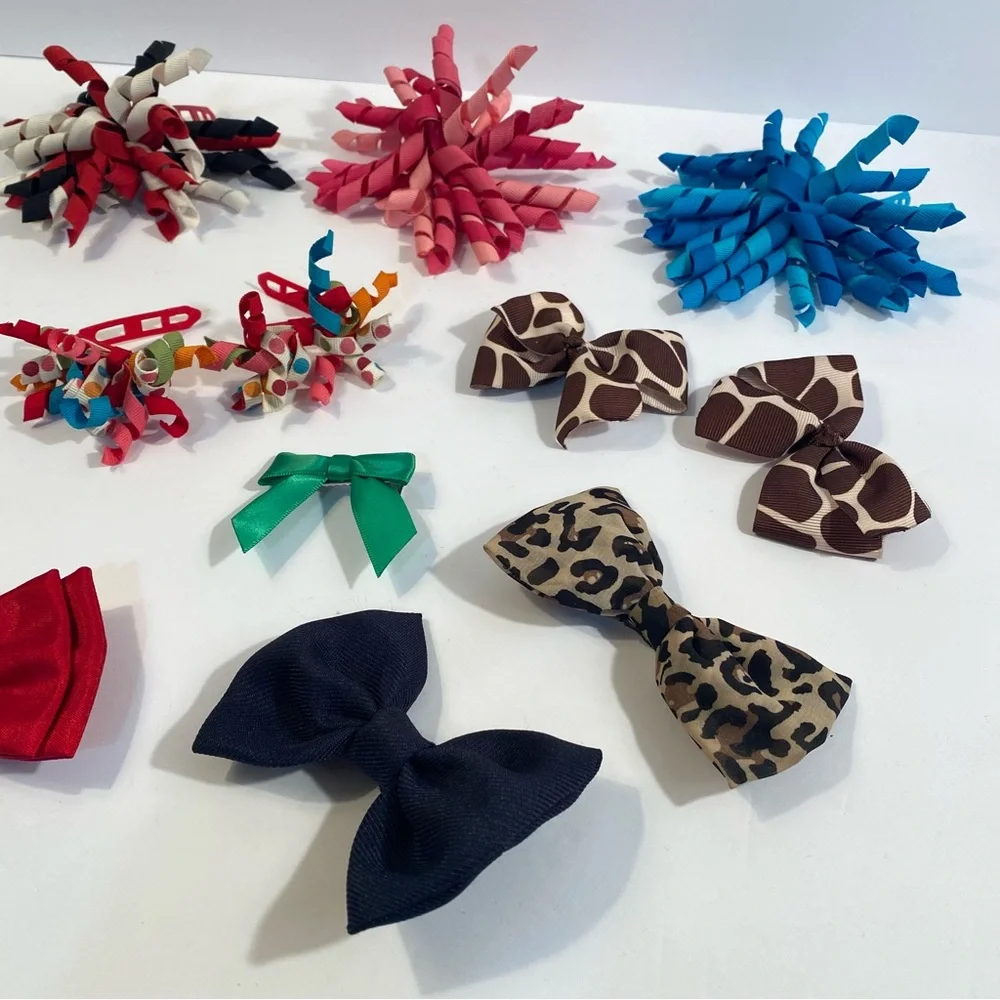 Lot of 17 Gymboree Curly Ribbon Hair Clips Barrettes and Other Hair Bow Singles